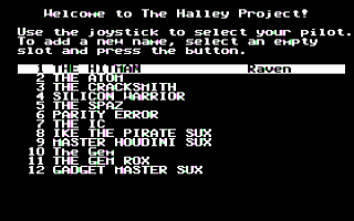 The Halley Project Title Screen